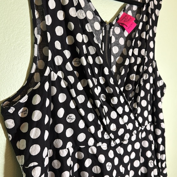 Torrid 3 Betsey Johnson Black & White Polka Dot Poplin Fit & Flare Dress - Picture 12 of 13